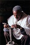 Portrait of a blacksmith at work,town of Axoum (Axum) (Aksum),Tigre region,Ethiopia,Africa