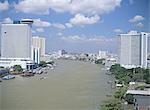 Hôtels le long de la rivière de Menam Chao Phya, Bangkok (Thaïlande), l'Asie du sud-est, Asie