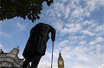 Statue of Winston Churchill and Big Ben,Westminster,London,England,United Kingdom,Europe