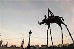 Dali elephant sculpture silhouette with Westminster skyline beyond,London,England,United Kingdom,Europe