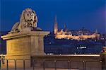 Chain bridge,Embankment river buildings,Budapest,Hungary,Europe