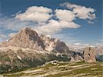 Rocky mountain range with clouds