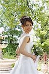 Japanese Bride Holding Flower Bouquet