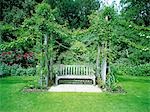 Wooden Bench In A Garden