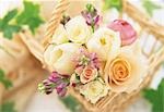 Pink And White Flowers In A Basket