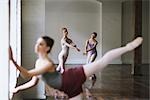 Teenaged ballet dancer practicing together