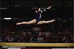 Woman performing rhythmic gymnastics with ribbon