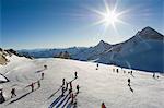Skiers on Hintertux glacier, Mayrhofen ski resort, Zillertal Valley, Austrian Tyrol, Austria, Europe