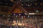 Sumo wrestlers, Grand Taikai Sumo Wrestling Tournament, Kokugikan Hall Stadium, Ryogoku district, Tokyo, Japan, Asia