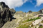 Paysage de montagne et randonnée, Térycho refuge refuge, montagnes de Hautes Tatras (Vyoske Tatry), Parc National des Tatras, Slovaquie, Europe