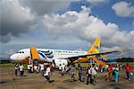 Aeroplane of Cebu Pacific, a low cost airline, Puerto Princesa Airport, Palawan, Philippines, Southeast Asia, Asia