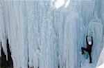 Ice climbing at Ice Park, Box Canyon, climbing capital of America, Ouray, Colorado, United States of America, North America