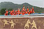 Kung fu students displaying their skills at a tourist show within Shaolin Temple, Shaolin, birthplace of Kung Fu martial art, Henan Province, China, Asia