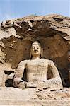 Buddhist statues of Yungang Caves cut during the Northern Wei Dynasty in 460 AD, UNESCO World Heritage Site near Datong, Shanxi province, China, Asia