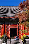 Autumn colours at a temple in Fragrant Hills Park in the Western Hills, Beijing, China, Asia