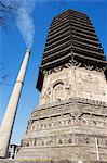 Tianningsi Temple pagoda and chimney stack, Beijing, China, Asia