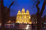 St. Josephs Church (the East Church) built in 1655 during the reign of Shunzhi, illuminated on Wangfujing Shopping Street, Beijing, China, Asia