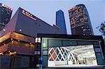 Subway station entrance in front of the World Trade Center Hotel and center buildings, Guomao district, Beijing, China, Asia