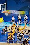 Afrique du Sud contre le basketball en fauteuil roulant Allemagne match 2008 Jeux paralympiques, Beijing, Chine, Asie