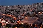 Théâtre romain à nuit, Amman, Jordanie, Moyen-Orient