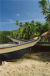 Traditional fishing boats, Playa Medina, Paria Peninsula, Venezuela, South America