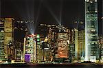 Skyline Hong Kong Island Central nuit de Tsim Sha Tsui, Hong Kong, Chine, Asie