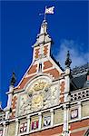 Detail of coats of arms on the facade of the Central Station, Amsterdam, The Netherlands (Holland), Europe