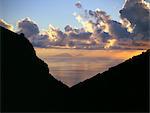 Coucher de soleil, île de Stromboli, Iles Eolie (Iles Eoliennes), l'UNESCO World Heritage Site (Italie), Méditerranée, Europe