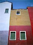 Maisons, l'île de Burano, Venise, Vénétie, Italie, Europe