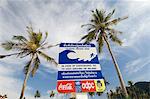 Tsunami warning sign, Phi Phi Don Island, Thailand, Southeast Asia, Asia