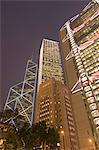 From left to right, the Bank of China Tower, Cheung Kong Centre, Sin Hua Bank, and HSBC Building, Central district, Hong Kong, China, Asia