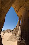 Tin Ghalega rock formation, Red Rhino Arch, Wadi Teshuinat, Akakus, Sahara desert, Fezzan, Libya, North Africa, Africa