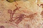 Prehistoric rock paintings, Wadi Teshuinat, Akakus, Sahara desert, Fezzan, Libya, North Africa, Africa