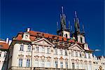 Golz-Kinsky Palace and Tyn church beyond, Old Town Square, Prague, Czech Republic, Europe