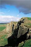 Römische Mauer, Wallcrags, Northumbria, England, Vereinigtes Königreich, Europa