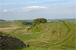 Cuddy Crags to east near Housesteads Fort, Hadrian's Wall, UNESCO World Heritage Site, Northumberland, England, United Kingdom, Europe