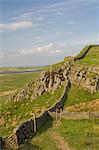 Pennine Way crossing near Turret 37a, Hadrians Wall, UNESCO World Heritage Site, Northumberland, England, United Kingdom, Europe