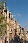 Street of traditional gabled houses, Ghent, Belgium, Europe