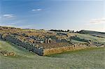 Part of Housesteads Roman Fort looking east, Hadrians Wall, UNESCO World Heritage Site, Northumbria, England, United Kingdom, Europe