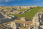 Housesteads Roman Fort from the south gate, Hadrians Wall, UNESCO World Heritage Site, Northumbria, England, United Kingdom, Europe