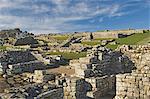 Housesteads Roman Fort from the south gate, Hadrians Wall, UNESCO World Heritage Site, Northumbria, England, United Kingdom, Europe