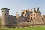 Moated medieval stronghold of Caerlaverock Castle, Dumfries and Galloway, Scotland, United Kingdom, Europe