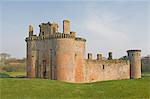 Moated medieval stronghold of Caerlaverock Castle, Dumfries and Galloway, Scotland, United Kingdom, Europe