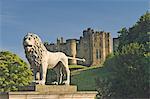 Alnwick Castle from the Lion Bridge, Alnwick, Northumberland, England, United Kingdom, Europe
