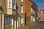 College Street with Jane Austen's final home on the left foreground, Winchester, Hampshire, England, United Kingdom, Europe