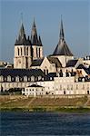 View across the River Loire to the town of Blois, Loir-et-Cher, Pays de la Loire, France, Europe