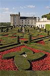 Part of the extensive ornamental flower and vegetable gardens, Chateau de Villandry, UNESCO World Heritage Site, Indre-et-Loire, Loire Valley, France, Europe