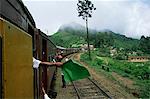 Train journey in the hill country, Sri Lanka, Asia