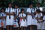 Schoolgirls in school uniform, Colombo, Sri Lanka, Asia