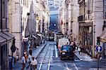 Traffic in the Baixa area, Lisbon, Portugal, Europe